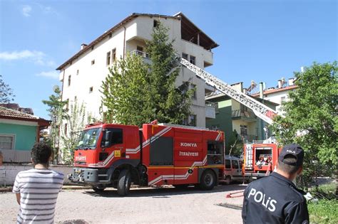 Konya’da ev yangını itfaiye tarafından söndürüldü
